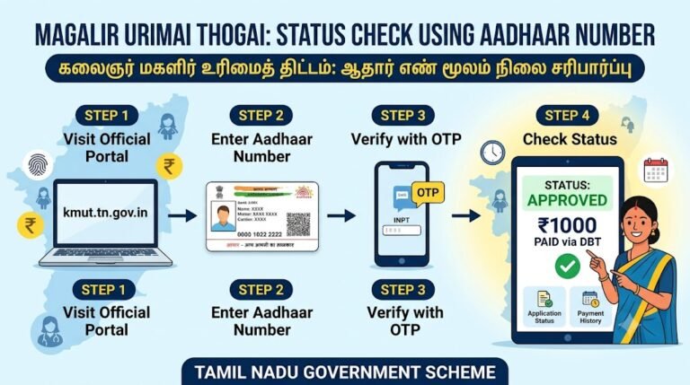 Magalir Urimai Thogai Status Check Using Aadhaar Number